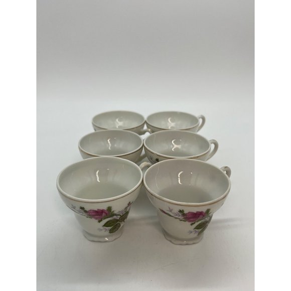 Set of 6 PorcelainTea Cups with Pink Roses Made in Japan - Picture 4 of 11